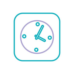 flat line  colorful clock over white background vector illustration