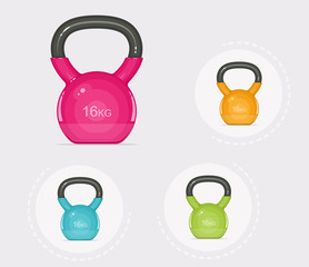 Kettlebells. Equipment for fitness. Sport inventory. Vector