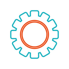 flat line colorful  gear  over white  background vector illustration