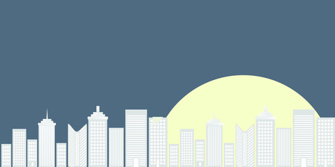 Fototapeta premium Rising moon behind the city skyline / Vector of rising moon behind the city skyline