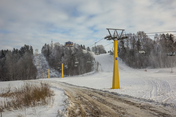 Ski slope on the Beautiful Mountain in Goldap, Masuria, Poland