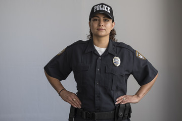 Portrait of a Hispanic female police officer