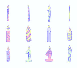 Vector set of various one year birthday candle / Vector set of various one year birthday candle against white background