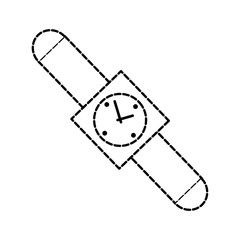 flat line monocromatic  smartwatch over white  background vector illustration