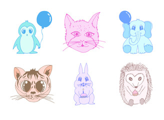 Vector icon of hand drawn animal sketch / 
Vector icon of hand drawn animal sketch against white background