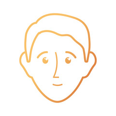 flat line  colorful face man over white background  vector illustration