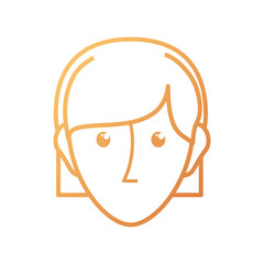 flat line  colorful face woman  over white vector illustration