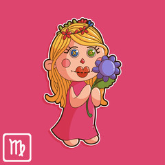 Virgo Zodiac Horoscope Vector Illustration 