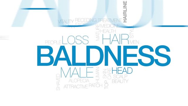 Baldness animated word cloud, text design animation. Kinetic typography.