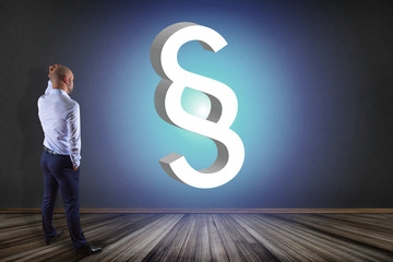 Justice and law symbol displayed on a futuristic interface - Technology and business concept