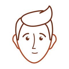 flat  line colorful face man over white background vector illustration