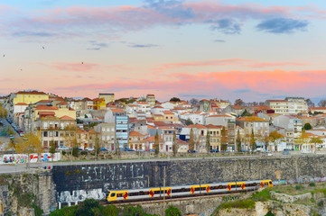 Fototapeta premium Train trip to Porto, Portugal