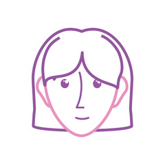flat line  colorful face woman over white  background vector illustration