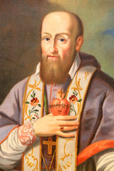 Saint-Fran&ccedil;ois de Sales. Eglise Saint-Gervais et Saint-Protais. Saint-Gervais-les-Bains. St. Francis de Sales. St. Gervais and St. Protais Church. Saint-Gervais-les-Bains.