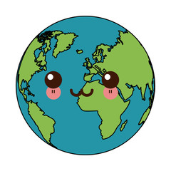 kawaii world earth global map continent geography vector illustration