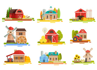 Farm Flat Scenery Collection © Macrovector