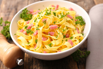 tagliatelle with cream and bacon
