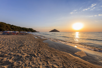 Paradise beach at sunrise. Greece