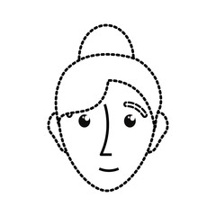 uncolored  woman head  sticker  over white background vector illustration