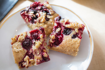 Homemade shortcrust fruit pie with crumble homemade pastry with fruit or berry