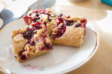 Homemade shortcrust fruit pie with crumble homemade pastry with fruit or berry