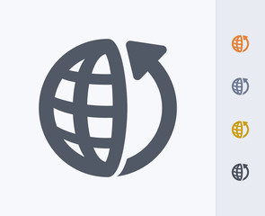 Globe & Arrow - Carbon Icons A professional, pixel-perfect icon  designed on a 32x32 pixel grid and redesigned on a 16x16 pixel grid for very small sizes.