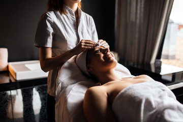 Beautiful woman enjoying massage