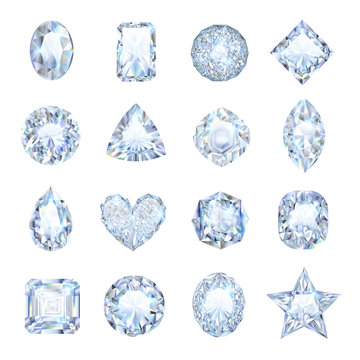 Realistic Gemstones Icons Set