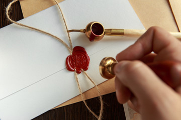 Notary's public pen and stamp on testament and last will. Notary public tools