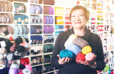 Woman in needlework shop