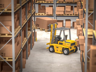 classic warehouse and forklift