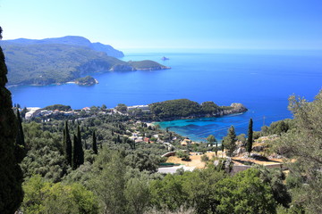 Fototapeta na wymiar Palaiokastritsa on Corfu island. Ionian Sea, Greece.