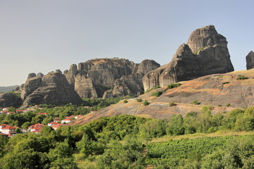 Unique rock formations in Meteora. Kalambaka, Kastraki, central Greece.