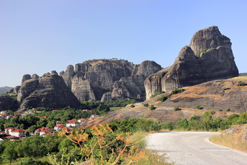 Incredible rock formations in Meteora. Kalambaka, Kastraki, central Greece.