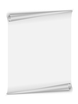 Blank white page with rolled edges