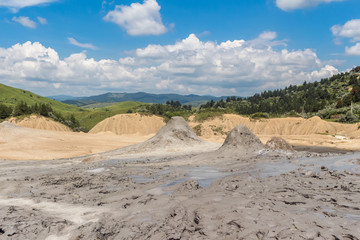 Landscape of mud volcanoes at Berca in Romania