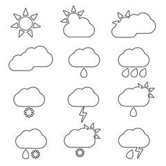 Fototapeta premium weather icon line set illustration