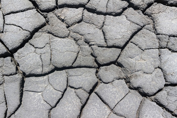 Cracked soil on terrain of muddy volcanoes at Berca in Romania