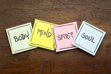 body, mind, spirit and soul - sticky note set