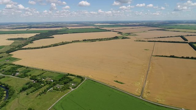 Flight over agricultural fields in Russia
