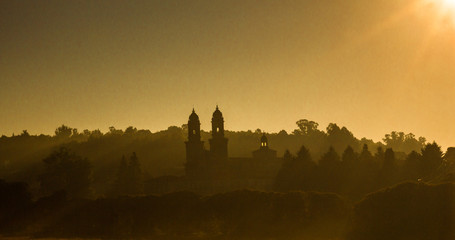 Sunrise and Monastery of Sobrado in northern Spain, Galisia