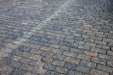 dark grey granite cobblestones on Red square in Moscow