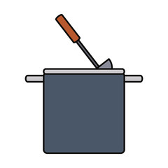 cooking pot icon over white background colorful design vector illustration