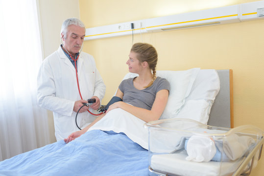 pregnant woman - blood pressure check-