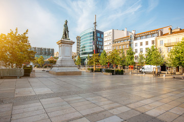 View on the Jaude square during the morning light in Clermont-Ferrand city in central France