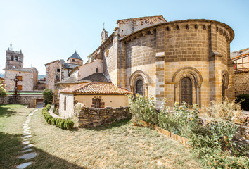 Obraz premium View on the Abbey Church of Saint-Peter in Blesle village during the sunset in Auvergne region, France