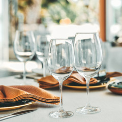 Empty served glasses on a table