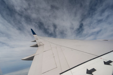 Obraz premium airplane wing and clouds