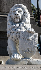 Lion sculpture on New Zealand memorial