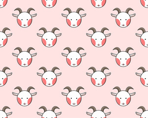 Obraz premium Goat Seamless on Light Pink Background. Vector Illustration